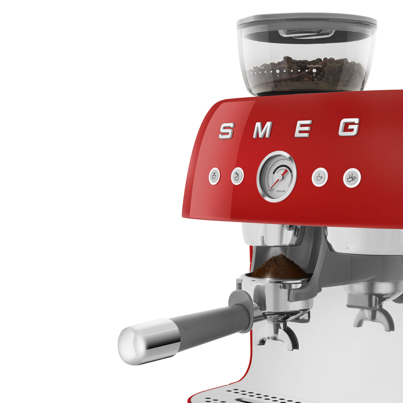 SMEG Siebträger mit Mahlwerk EGF03RDEU in Rot inkl. 5 Jahre Garantie
