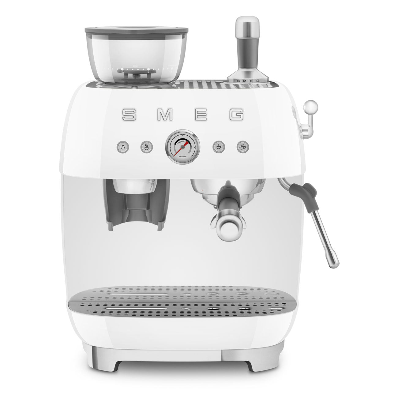 SMEG Siebträger mit Mahlwerk EGF03WHEU in Weiß inkl. 5 Jahre Garantie