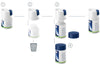 Milk system cleaner mini tabs with dispenser